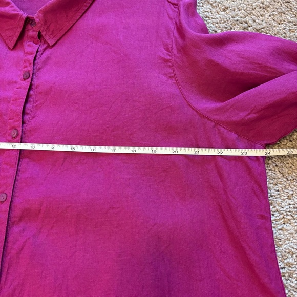 Eileen Fisher Organic Handkerchief Linen Classic Collar Shirt Magenta Women’s XL - Picture 8 of 10